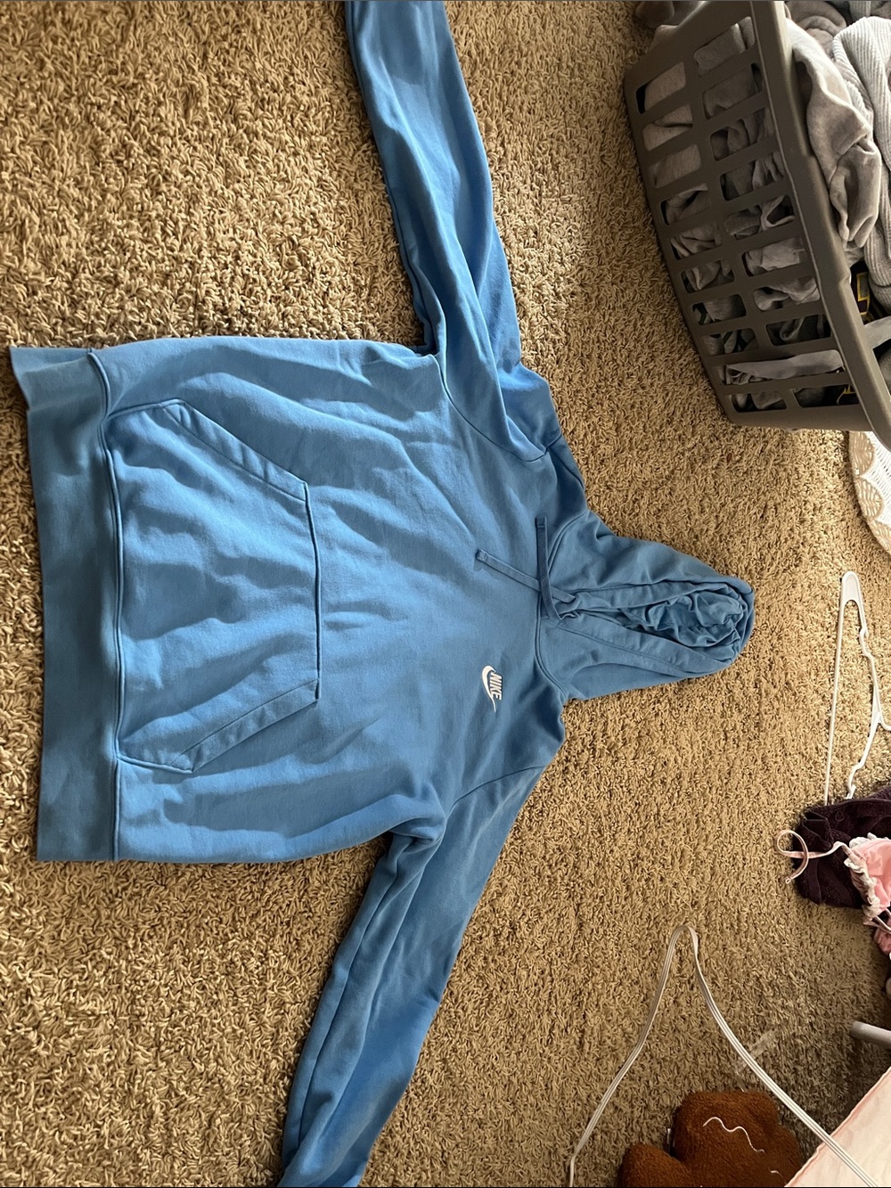 Nike Blue Hooded Pullover with Small White Swoosh